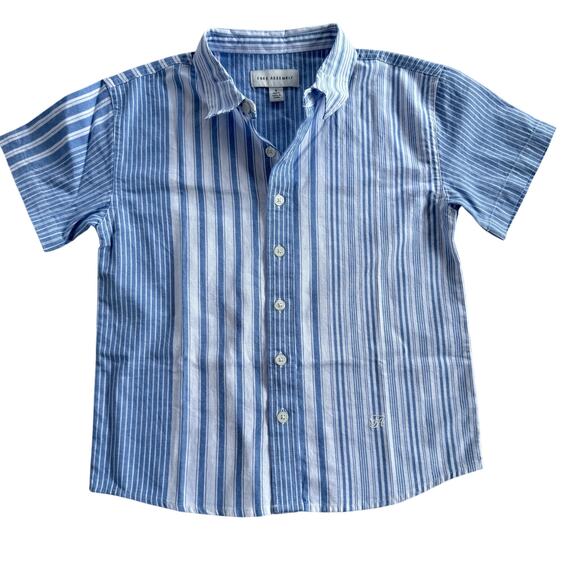 Free Assembly Boy's Small (6/7) Striped White Blue Button Dress Shirt - Picture 1 of 8